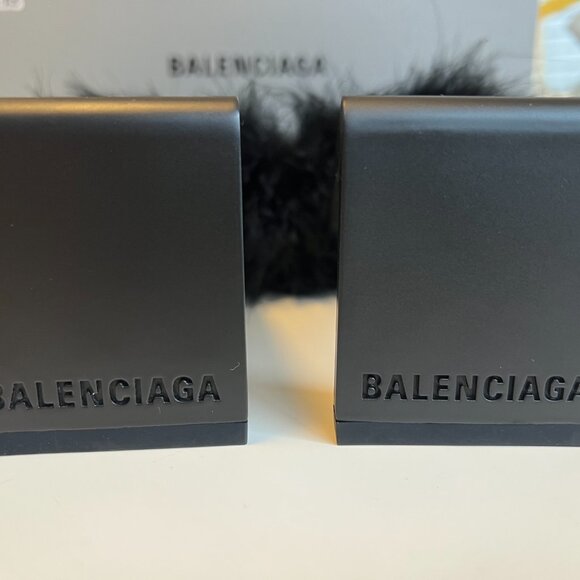 Balenciaga Boudoir Black Feather Open Toe Slippers/Mules, Size EU39 - Picture 5 of 12